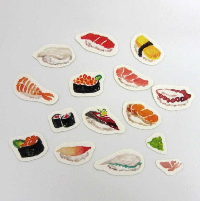 イラストによる食卓。ちいさなお寿司ーる(お寿司のシール)
